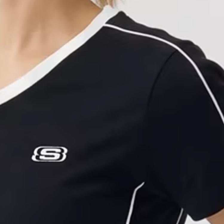Skechers Breathable Short Sleeve V-Neck Regular T-Shirt Women Tops L226W135-0018