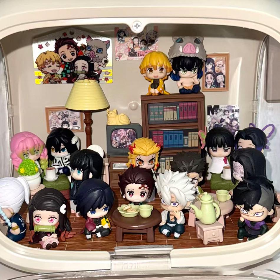 Demon Slayer Q Posket Mini Figurines  Kimetsu No Yaiba Pvc Dolls Set Of 5/10/12/15 For Desktop Decoration