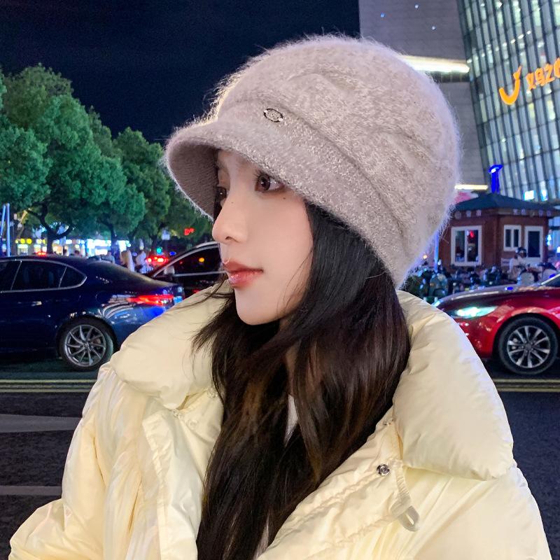 

Шапка женская из кроличьей шерсти шапка зимняя теплая вязаная шерстяная шапка большая окружность головы металлическая стандартная шапка