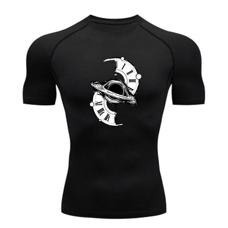Men's Quick Dry Compression Workout T-Shirt, Steampunk Clock