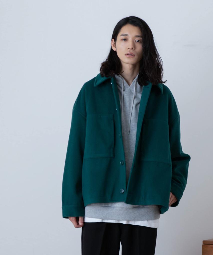 WEGO Knit Melton Short Green Blouson, Medium,