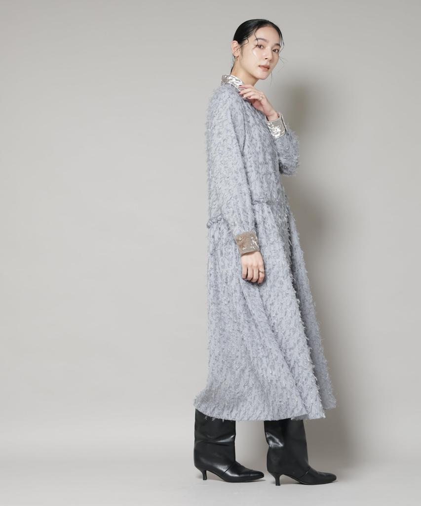 Nano Universe Fringe Jacquard Narrow Shirt Size Dress, Women's, S, 020, Gray, 669-5219326