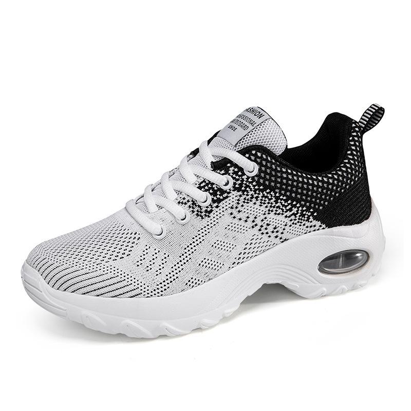 Large size new fashion casual shoes air cushion flying woven women's shoes sports shoes breathable mesh shoes heightening rocking shoes