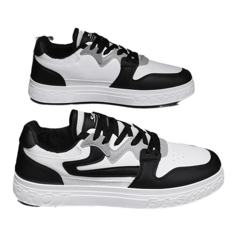 Herrenschuhe Sommerschuhe Herren Mesh Atmungsaktiv Jungen Board Schuhe Schwarz und Weiß Vielseitig Lässig Sport Lederschuhe Weiße Schuhe Herren