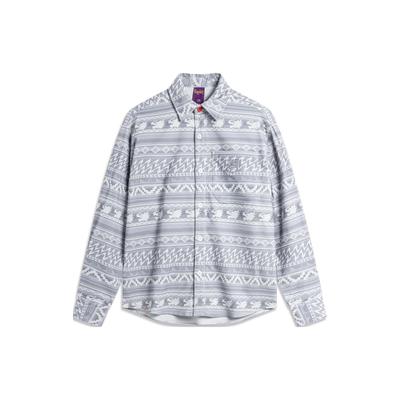 Full Print Striped Loose Long Sleeve Shirt Men Shirts Gray ASHU001-7