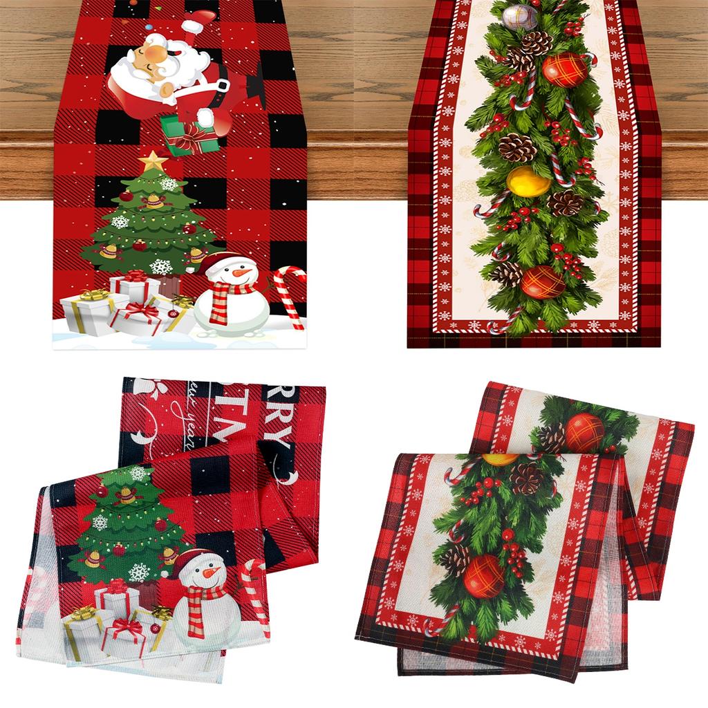 Christmas Linen Table Runner Merry Christmas Decoration For Home 2025 Navidad Noel Kerst Xmas Ornament Happy New Year Gifts 2025