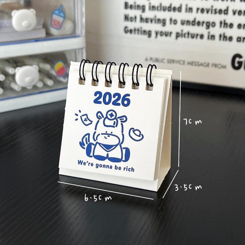 2026 Cute Mini Calendar Office Desktop Decoration Small Ornament Calendar Calendar Plan Book