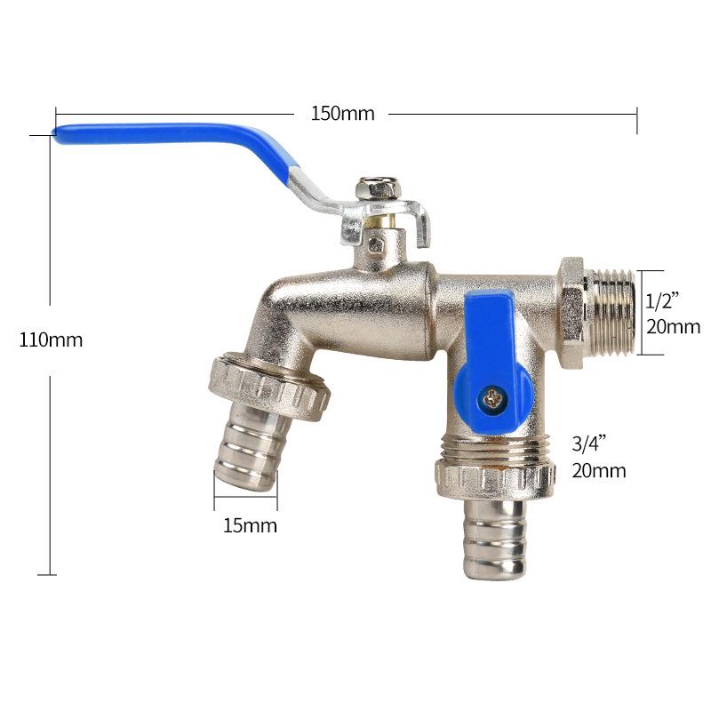 Black-Plated Zinc Alloy Double Outlet Garden Faucet