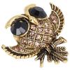 2pcs Rhinestone Crystal Owl Brooch Pin Gold-Tone Alloy Crystal Owl Lapel Pin  For Women