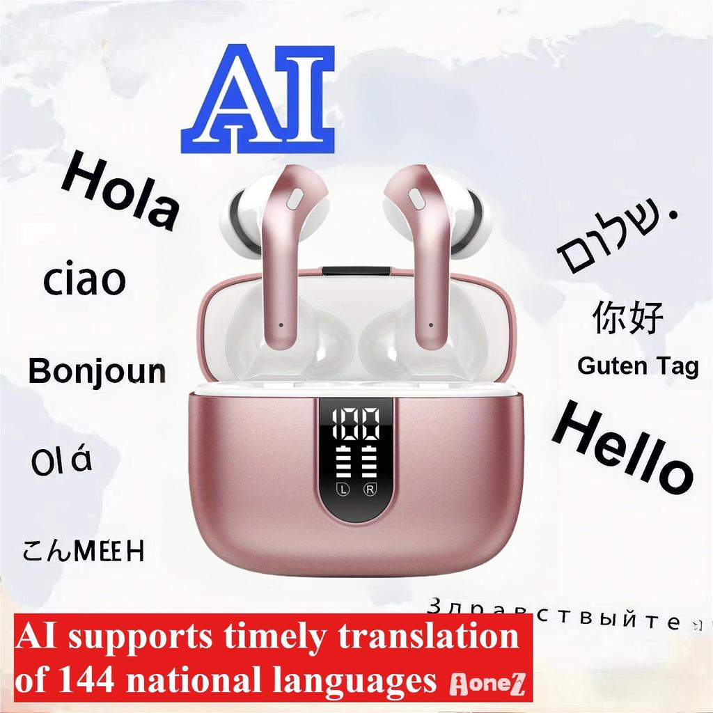 TWS 2 Channel In Ear Headphones Wireless with Noise Cancellation IPX7 Waterproof AI Translation and Rich Sound Quality