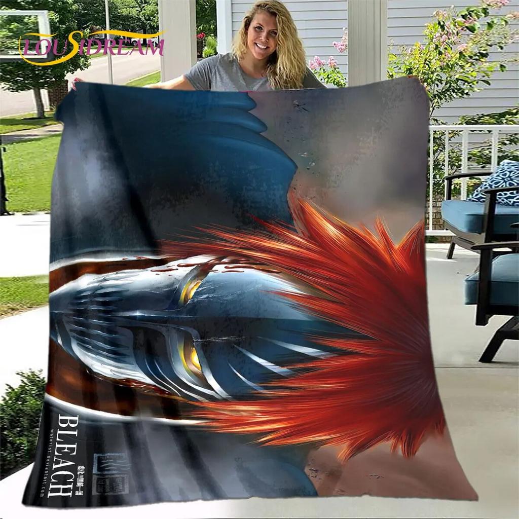 Bleach Japan Anime Cartoon Weiche Plüschdecke, Flanelldecke, Überwurf, Decke für Wohnzimmer, Schlafzimmer, Bett, Sofa, Picknick, Abdeckung für Kinder