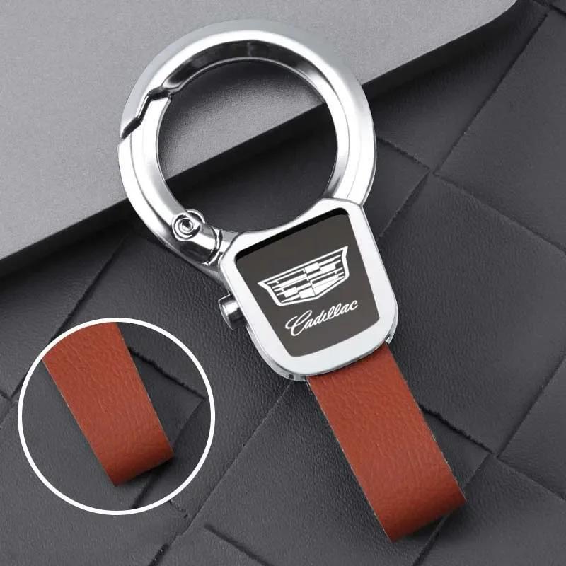 Creative Metal Leather Car Keychain Keyring Holder for Cadillac ATS BLS CT4 CT5 CT6 CTS Escalade EXT SLS STS XLR XT4 XT5 XT6 XTS Zd0