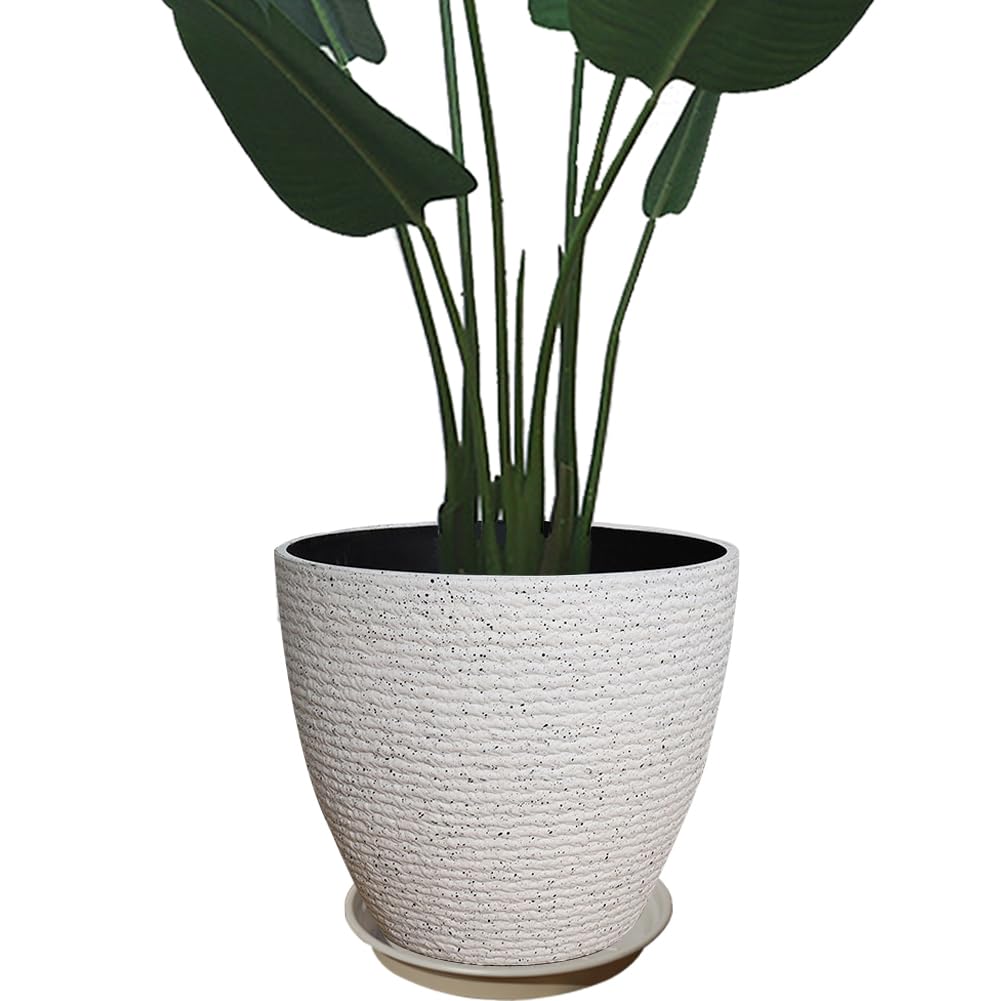 

Глинислайф Средний с Глубоким Цветком для Комнатного и Уличного Глубокий 17см с Дренажным Горшком для Цветочного Горшка Круглая Кашпо, Стильный, Поддон, Горшок, Легкий, белый