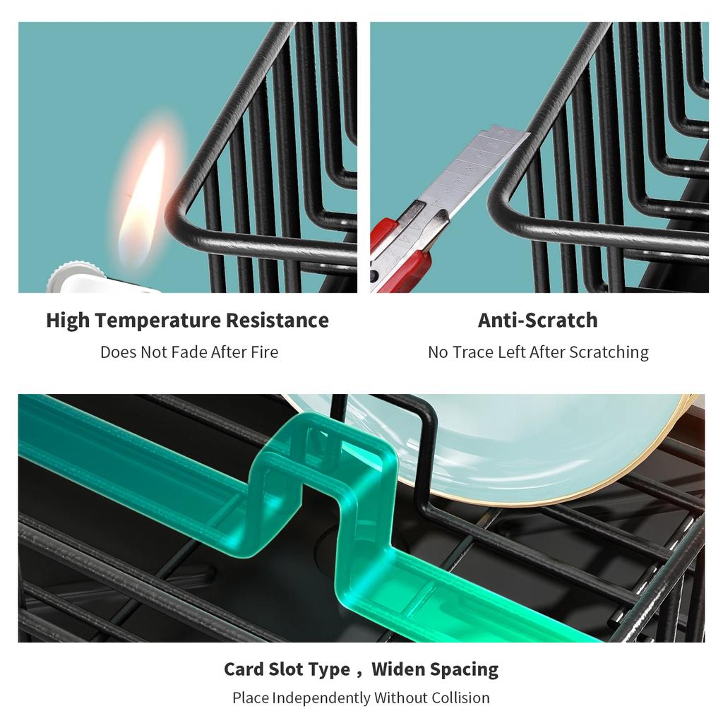 1pc Dish Drying Rack Kitchen Countertop Tableware Storage with Automatic Drying Black White