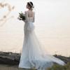French light wedding dress 1011 new bridal temperament simple dress princess style fishtail travel photo wedding dress