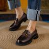British small leather shoes women's spring and autumn new courtyard style all-match pull-on thick-soled leather loafers women