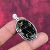 Schwarz-Kupfer-Türkis Anhänger Edelstein Schmuck, 925 Sterlingsilber Massiv Anhänger, Geschenk für Frauen Handgefertigter Anhänger