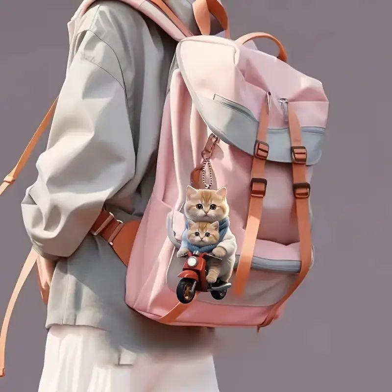 Cat Playful Cartoon Acrylic Car Hanging Accessory For Stylish Dcor Vehicle