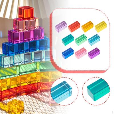 Colorful Building Blocks Set for Kids with Acrylic GEM Cubes Stacking And Sensory Play