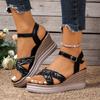 Plus Size Shoes for Women 36-43 Summer Fashion Women Platform Wedges Buckle Strap Non-slip Sandals Casual Women Footwear