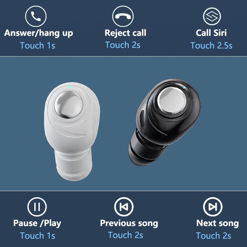 W6 Single Ear Bluetooth Wireless Earphone In-Ear Headphone