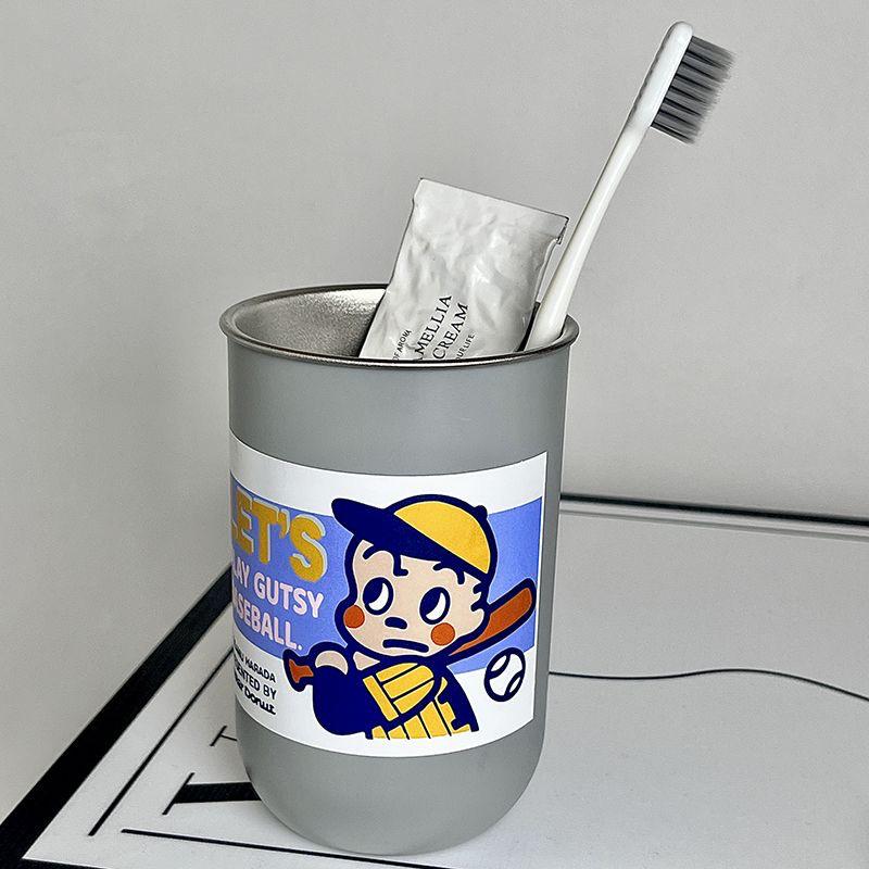 Harada Osamu Children s Cute Cartoon Toothbrush Holder Set - Stainless Steel, Creative Couple Rinsing Cups 301-400ml