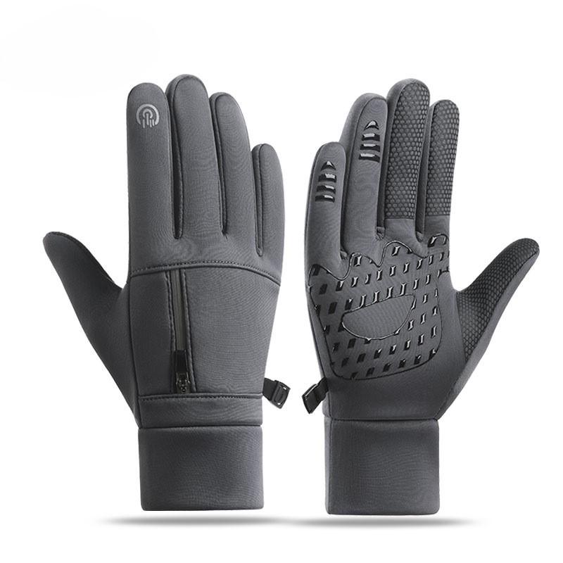 1Pair Men Winter Warm Full Fingers Waterproof Cycling Outdoor Sports Running Motorcycle Ski Touch Screen Fleece Gloves.