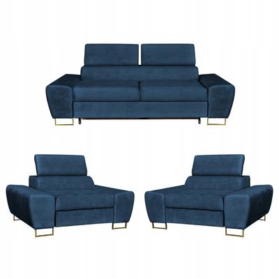 Living Room Lounge Set Bosso Sofa 2-seater Armchairs Navy Blue Family Furniture