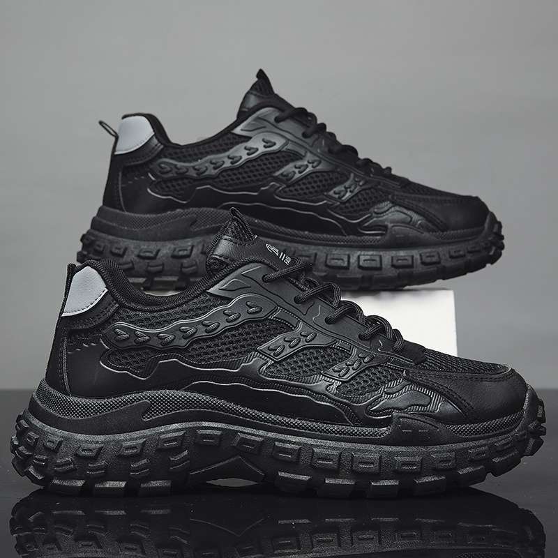 Herrenschuhe Sommer atmungsaktiv schwarz lässig Sport Papa Herren Baustellenarbeit Arbeitsschutzschuhe Herren Reifen Tide Schuhe