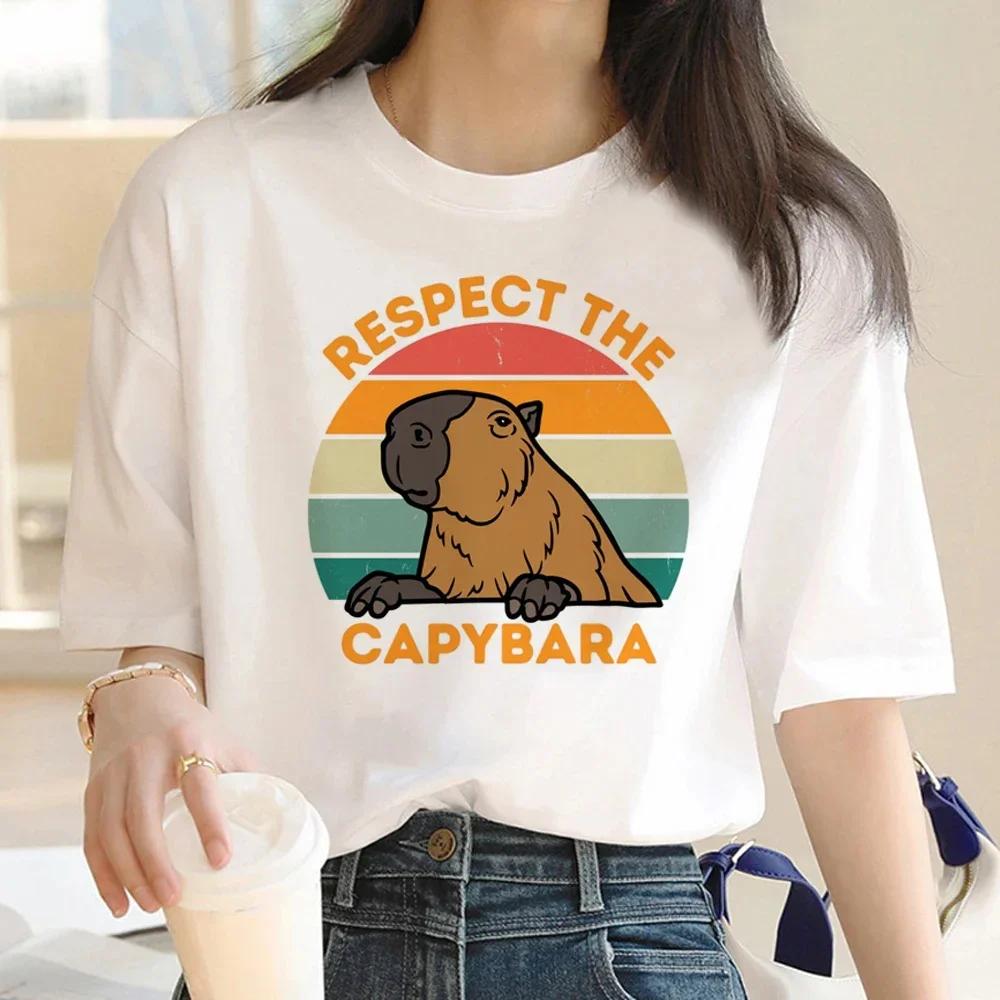 Cute Capybara Clothing T-Shirt Women Vintage Cartoon T Shirt Female Casual Anime Top Tees T Shirt Manga Women Graphic Tee Tops