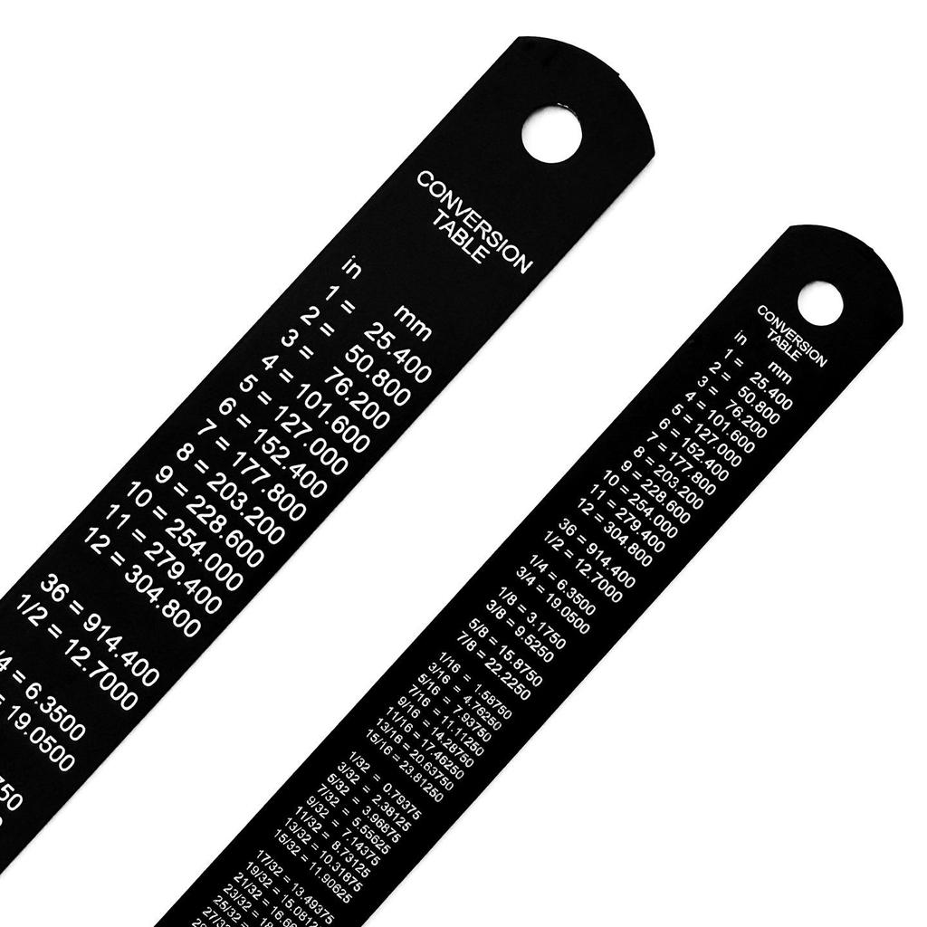 Black Stainless Steel Ruler, 15/30cm Dual Scale, Metric & Imperial, Ideal for Woodworking, Try Square Marking & Drawing.