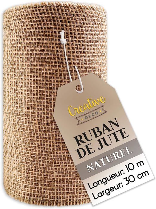 Chemin de Table - Creative Deco - Jute - 30cm x 10m - Beige - Naturel - Uni