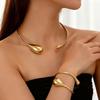 European & American Fashion Water Drop Texture Metal Necklace Bracelet for Women