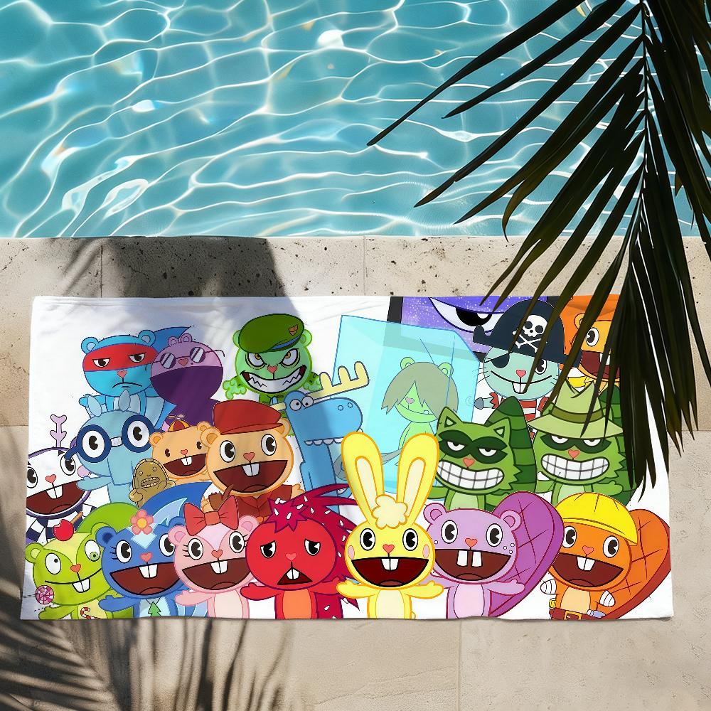 Cartoon Happy Tree Friends Towel Quick Drying Beach Towels Are Suitable For Swimming Pools Camping Yoga And The Gym