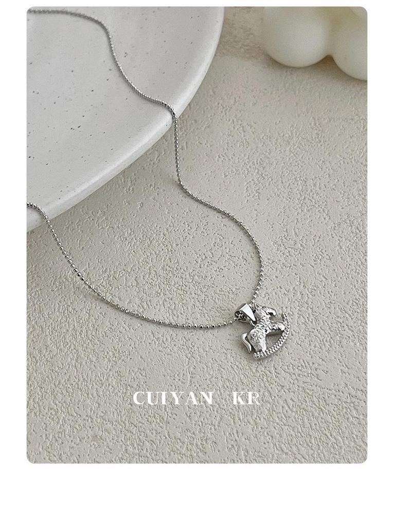Cuiyan S925 Silver Rocking Horse Crushed Ice Necklace - Women's 2025 Light Luxury Clavicle Chain