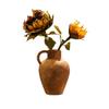 Ceramic Vase Retro Pot Rough Pottery Geometric Handle Flower Vase Flower Arrangement Accessories Flowerpot Home Decoration