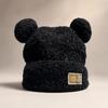 Solid Color Knitted Warm Cap Thickened Bear Ear Hat Fashion Plush Cap  Winter Outdoor