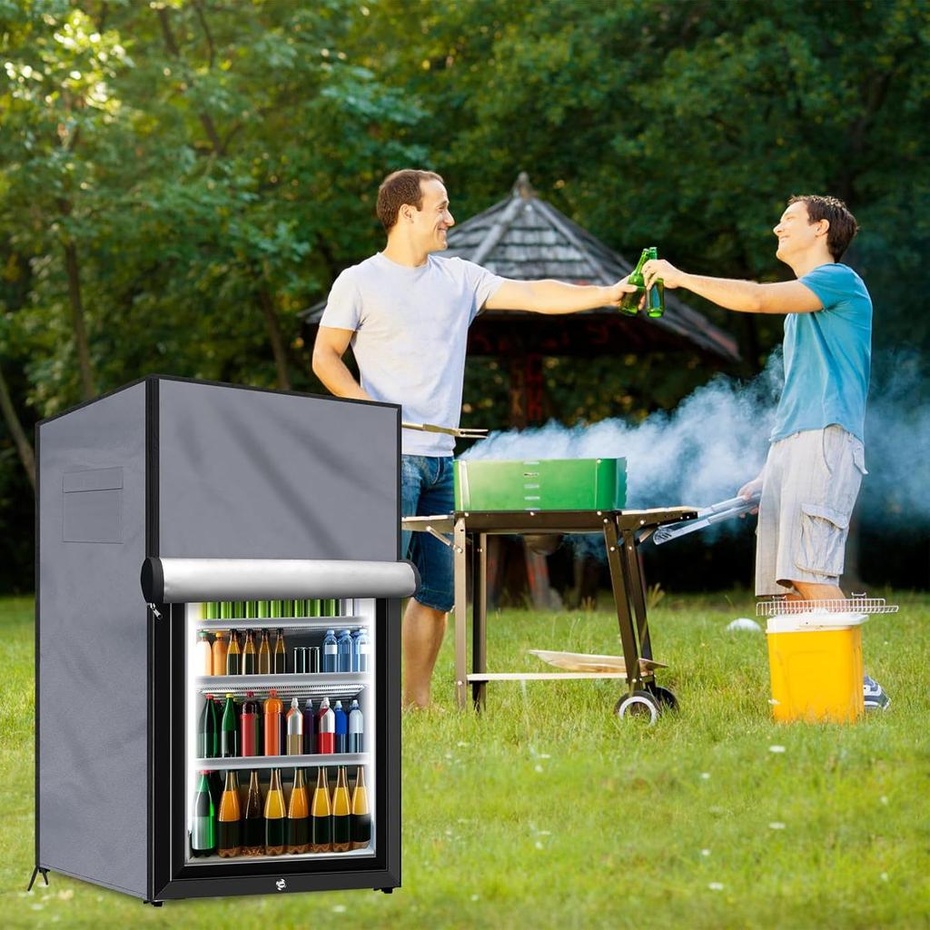 Waterproof Outdoor Refrigerator Cover, Dustproof Vertical Protective Case For Upright Mini Freezers, Heavy Duty Weather Resistant