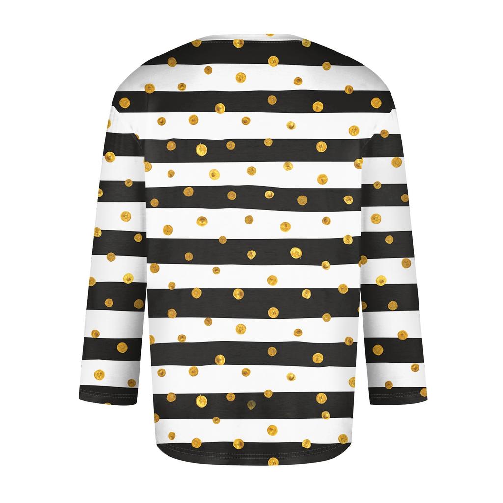 T-shirt à manches trois-quarts et col rond de couleur unie pour homme