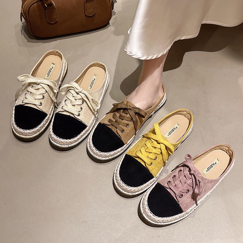 Flat-bottomed Bag Head Half Slippers Women's Summer Wear 2025 New Retro Versatile One-pedal Lazy Cool Slippers Fisherman Shoes