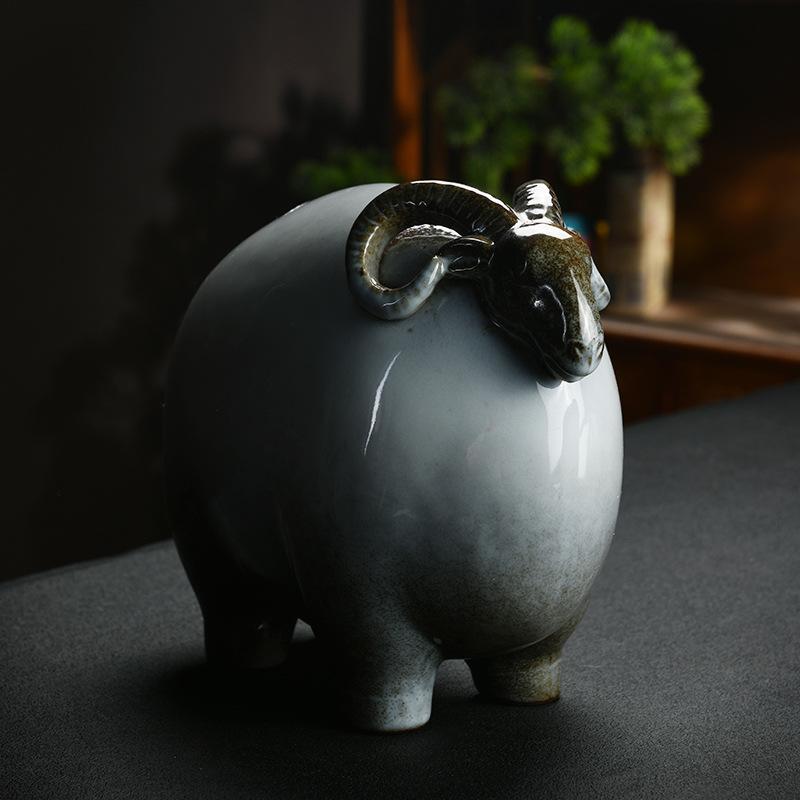 Y Ceramic Animal Sheep Family Ornaments Lucky Gift for New House Home Living Room Porch Office TV Cabinet Desktop Art Decoration