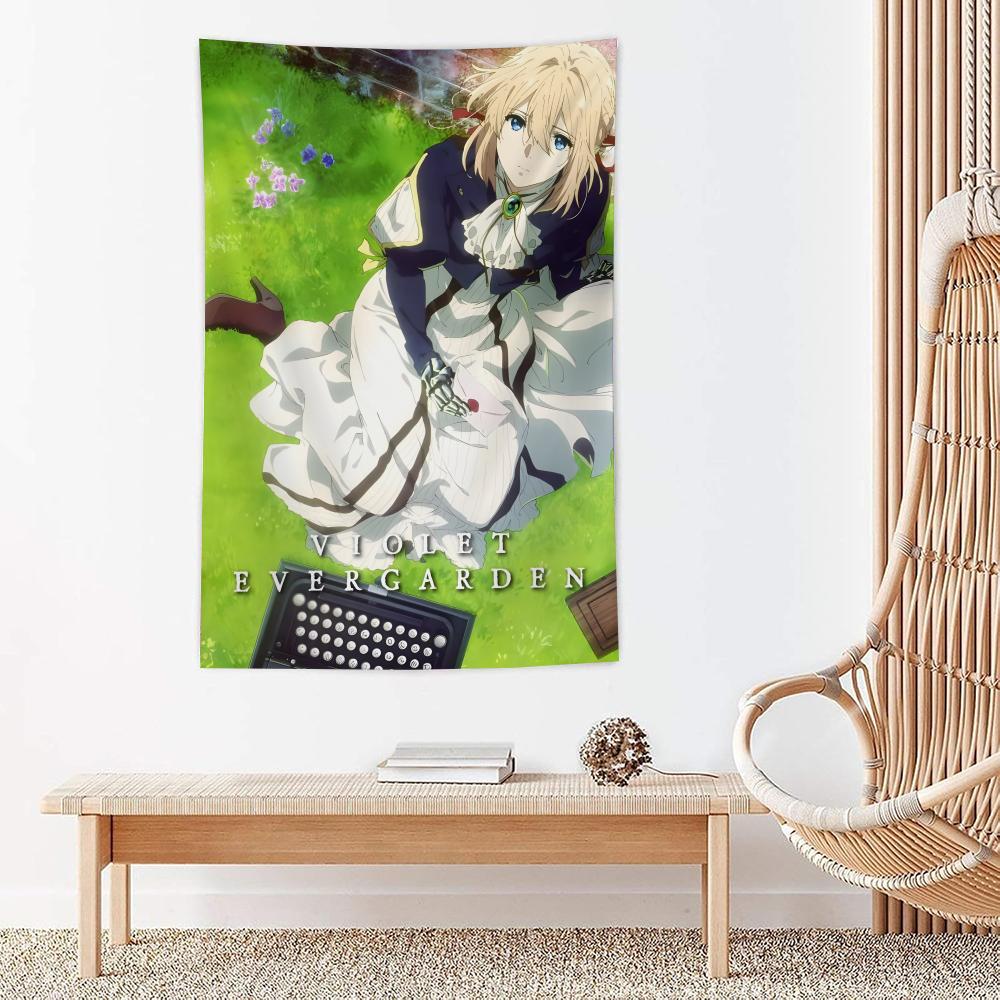 Anime VViolet Evergarden Tapestry Microfiber Wall Hanging For Bedroom Living Room Decor Outdoor Festival Garden Bar Background
