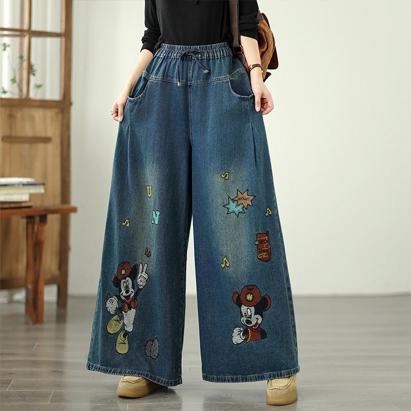 DIMANAF 2025 New Basic Elastic Jeans Harlen Pants Women Loose Denim Trousers Big Casual Blue Pants 2501