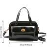 Solid Color Pocket Boston Tote Bag Handbag Underarm Bag Temperament PU Bowling Bag  Women