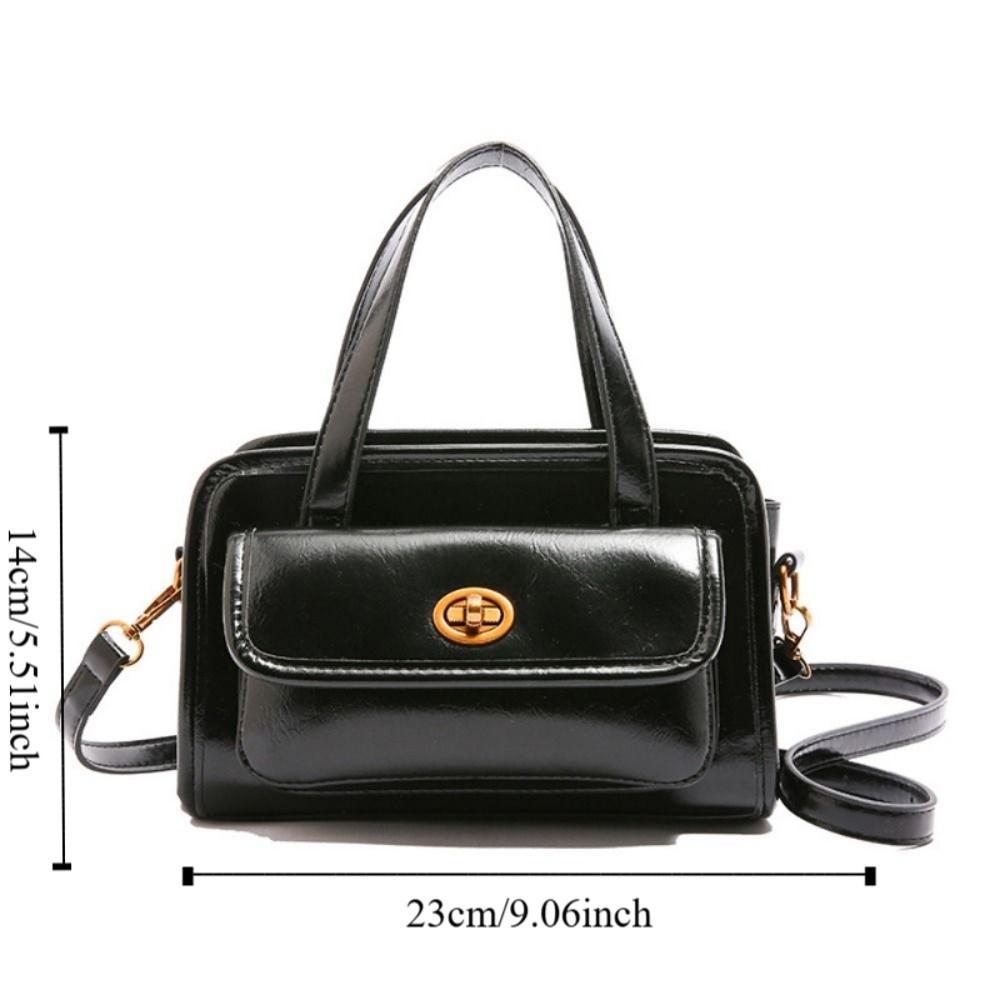 Solid Color Pocket Boston Tote Bag Handbag Underarm Bag Temperament PU Bowling Bag  Women
