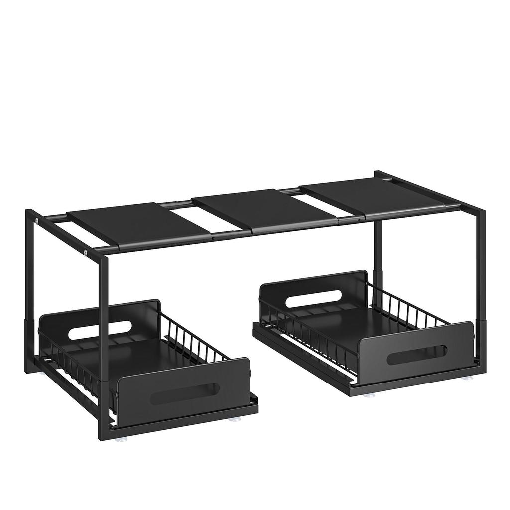 Under-Sink Organizer: Tiered Pull-Out Basket for Kitchen & Bathroom Storage.