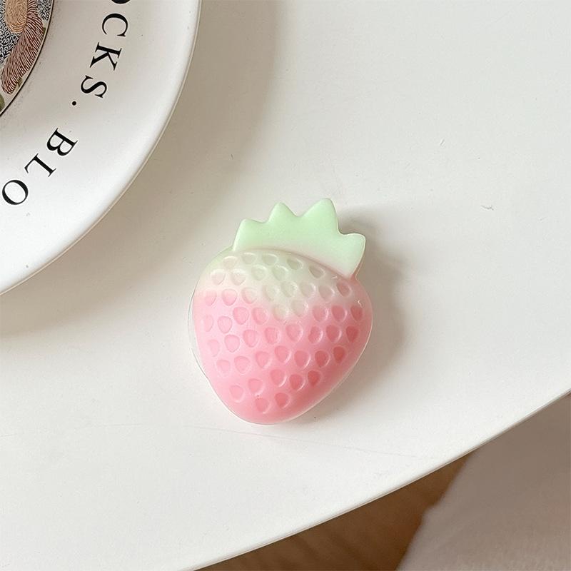 Three-Dimensional Fruit Strawberry Mobile Phone Airbag Bracket Back Sticker Retractable Lazy Desktop Bracket Watching Drama