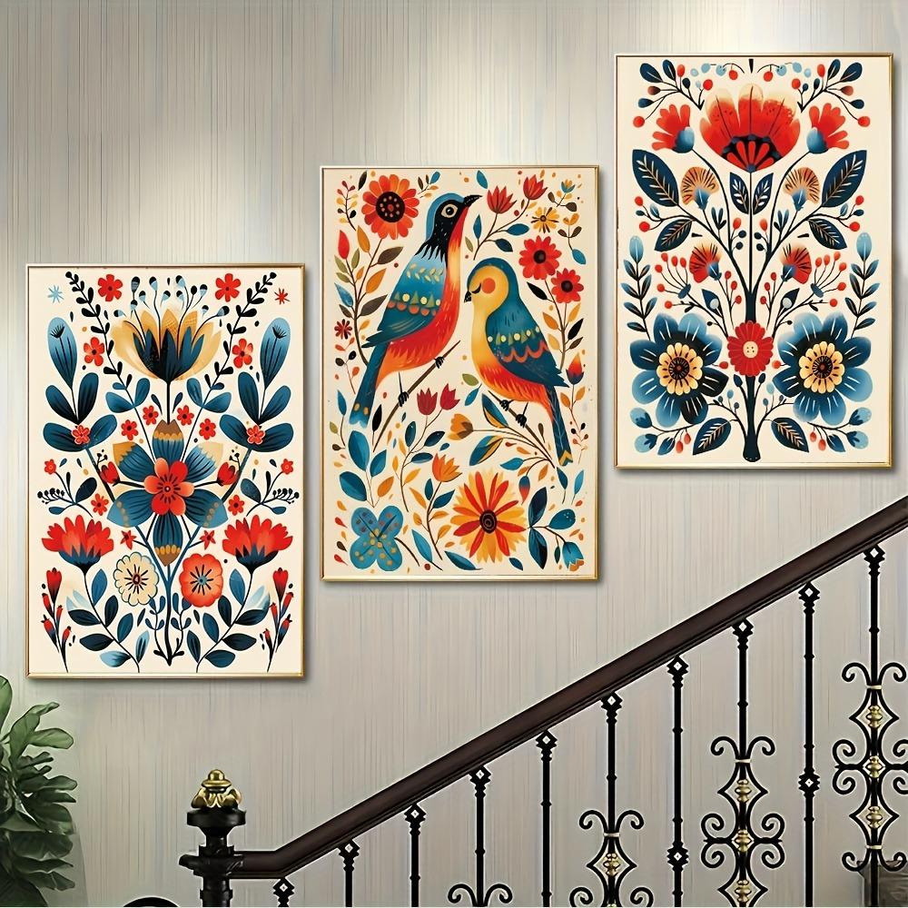 3pcs Frameless Animal and Plant Wall Art Posters, Color Murals Printed Canvas Pictures In The Study Room, Living Room Decoration