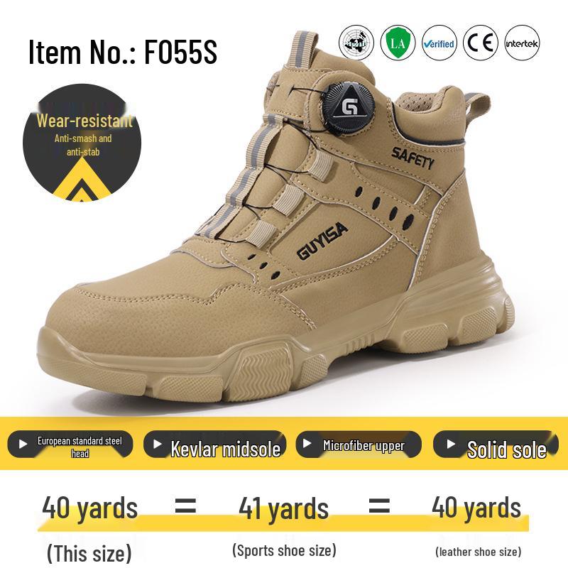 Men's Steel Toe Anti-Puncture Safety Shoes with Smart Button Closure