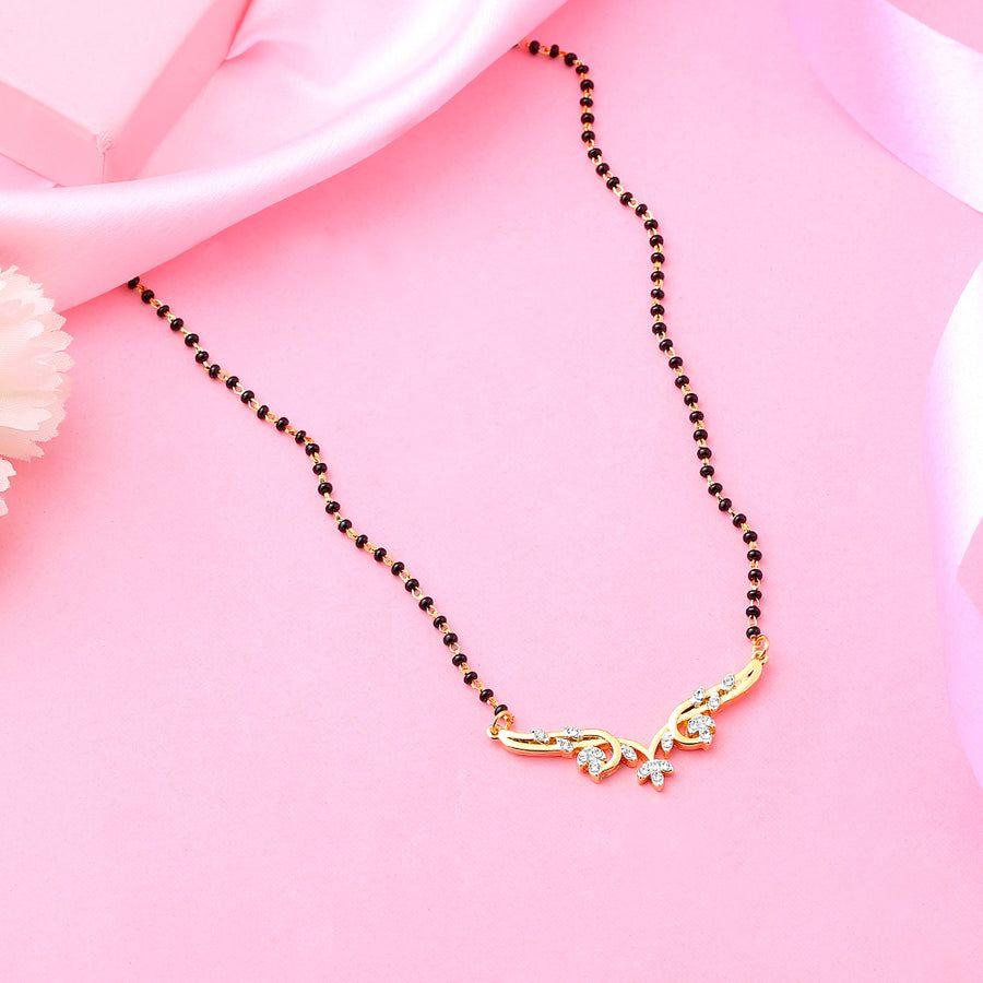 Estele 24k Gold Floral Necklace Set Mangalsutra